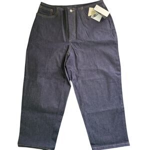 Crossroads Petite 6P Dark Blue Stretch Denim Capri Jeans Women NWT